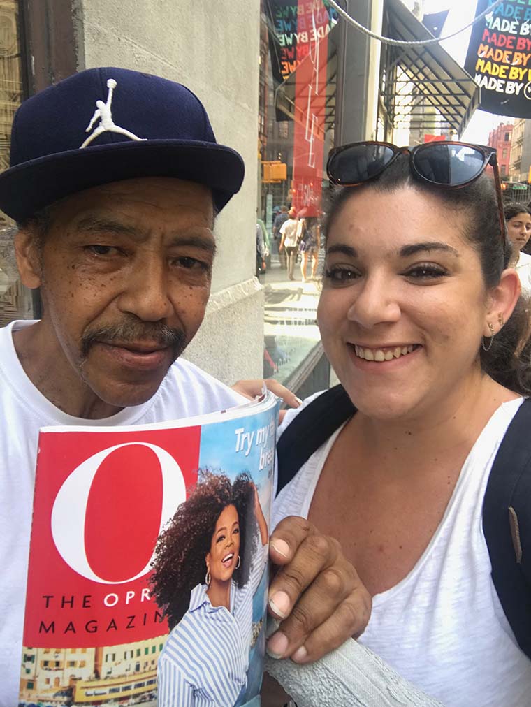 woman and man with Oprah magazine 